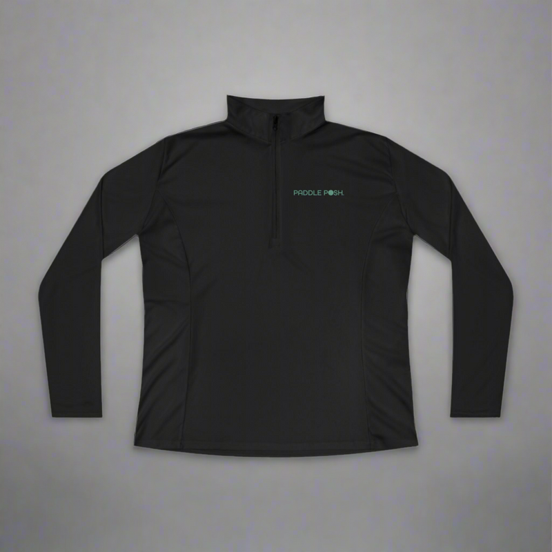 Women’s pickleball short long sleeve quarter zip black