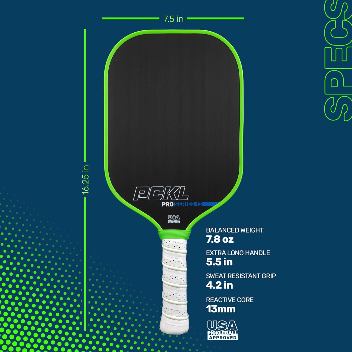 PCKL Pro Series Pickleball Paddle Carbon Fiber USAP Approved