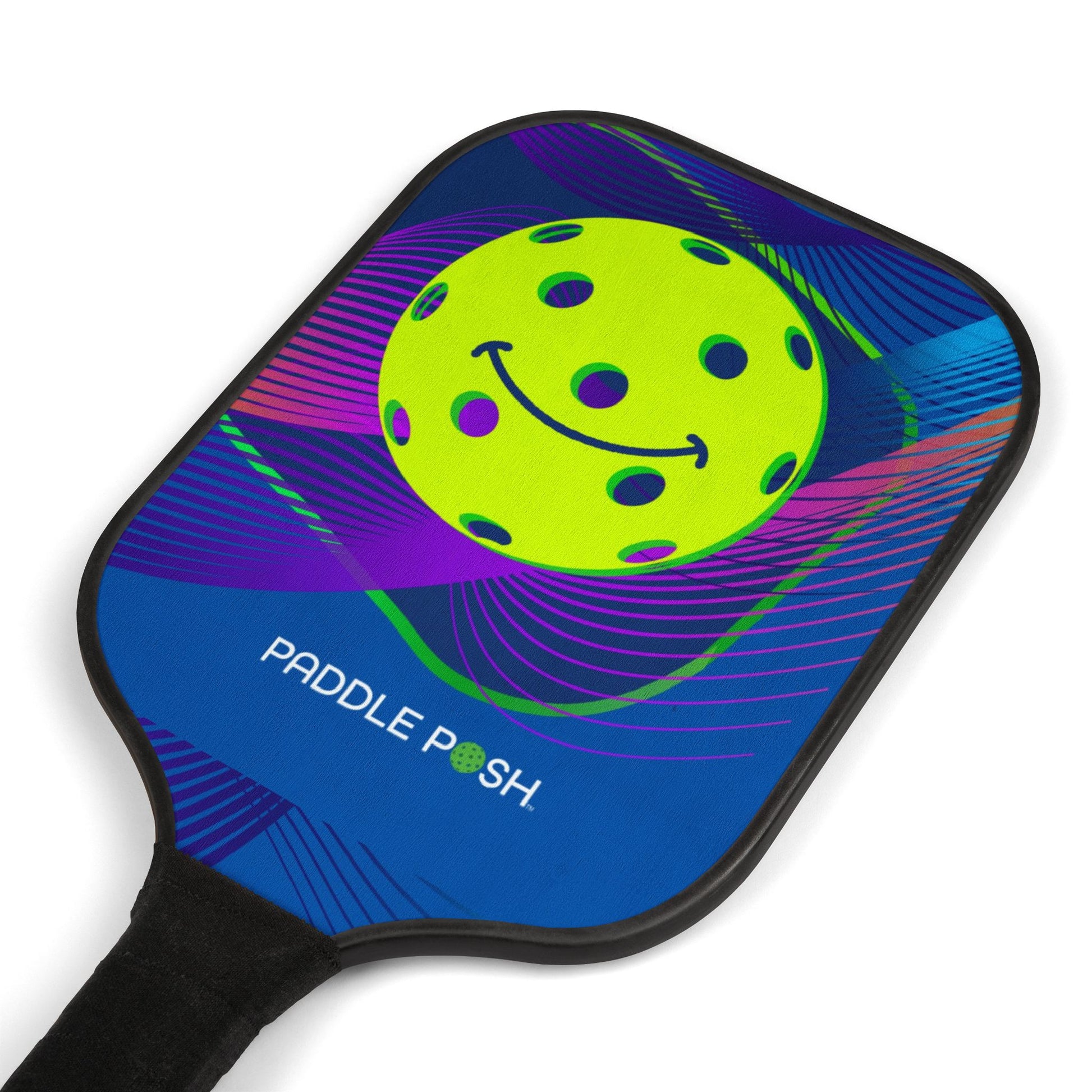 Fun Pickleball paddle set bundle 2 paddles 2 balls wood happy face graphic 