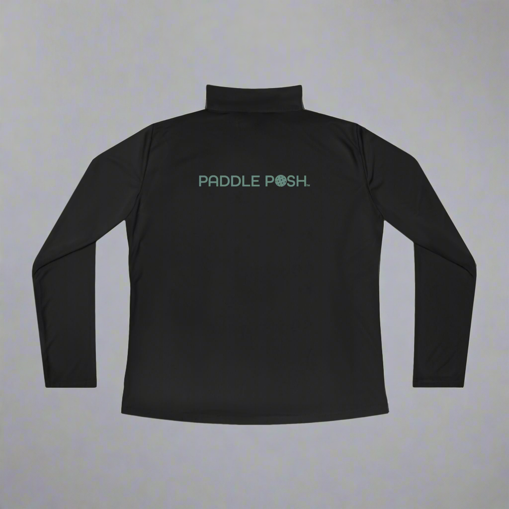 Women’s pickleball short long sleeve quarter zip black