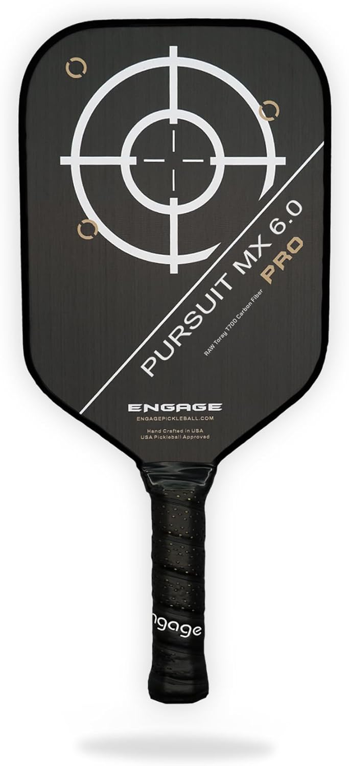 Engage Pursuit Pro MX 6.0 Pickleball Paddle – Elongated Shape, Raw T700 Toray Carbon Fiber