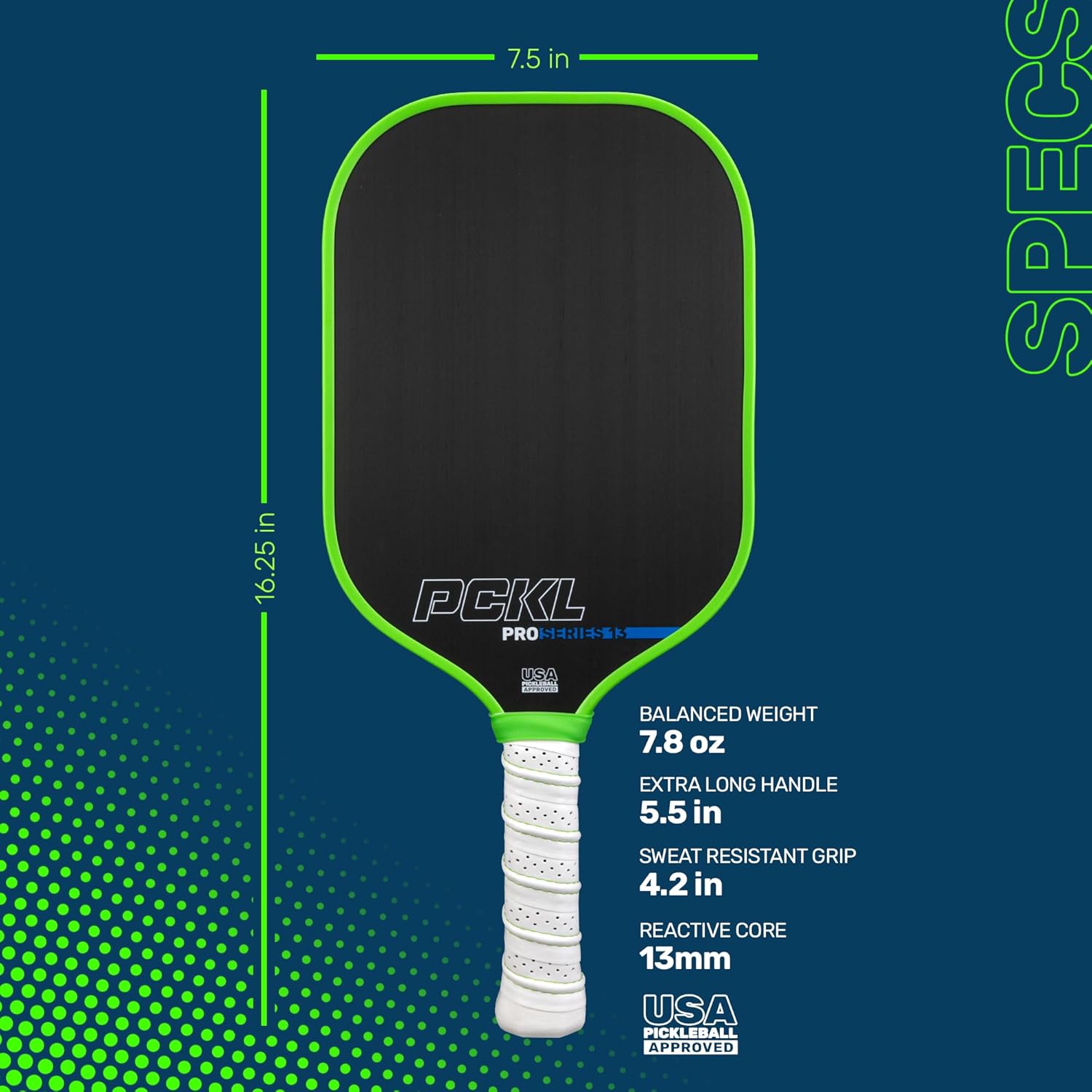 PCKL Pro Series Pickleball Paddle  Carbon Fiber USAP Approved