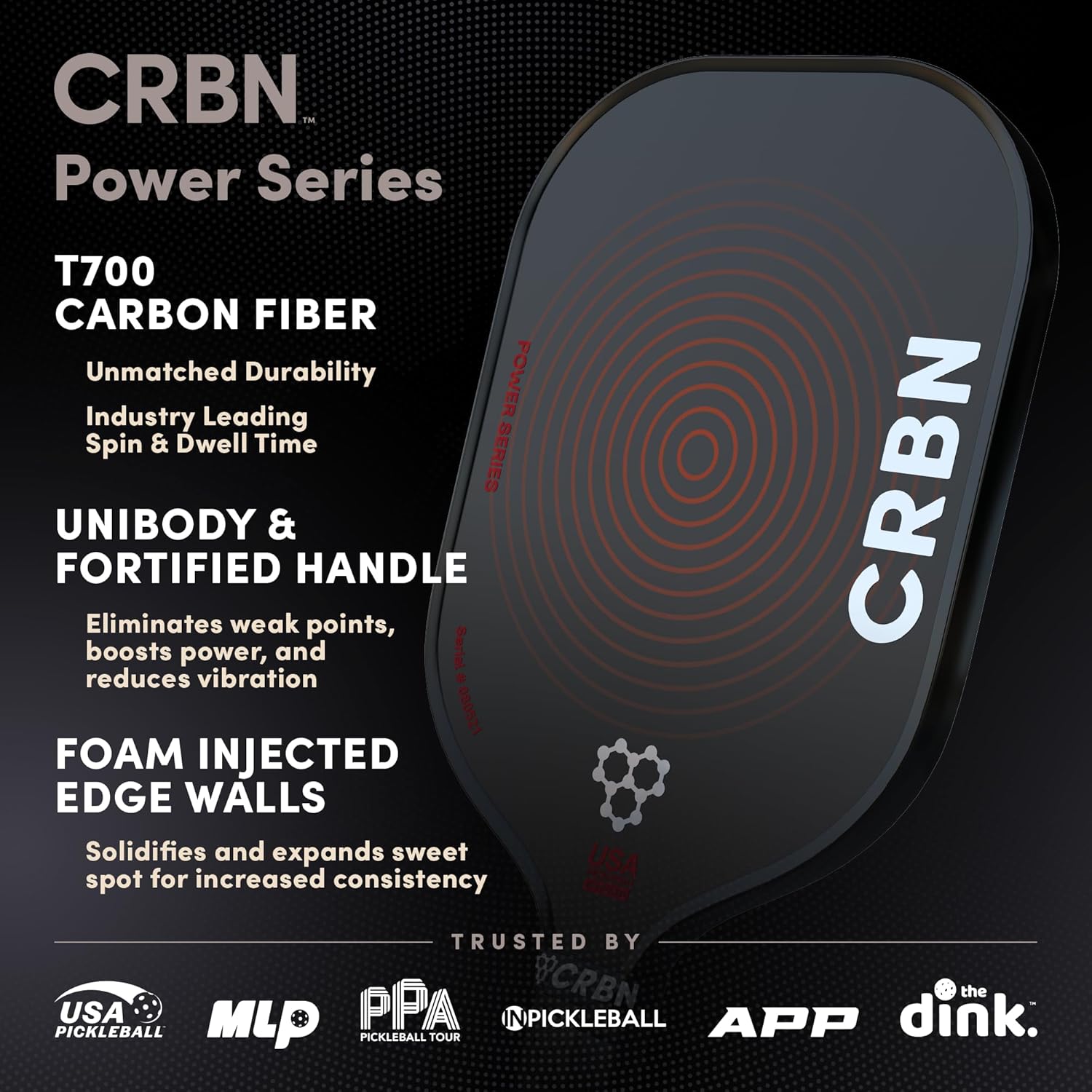 CRBN power series pickleball paddle carbon fiber